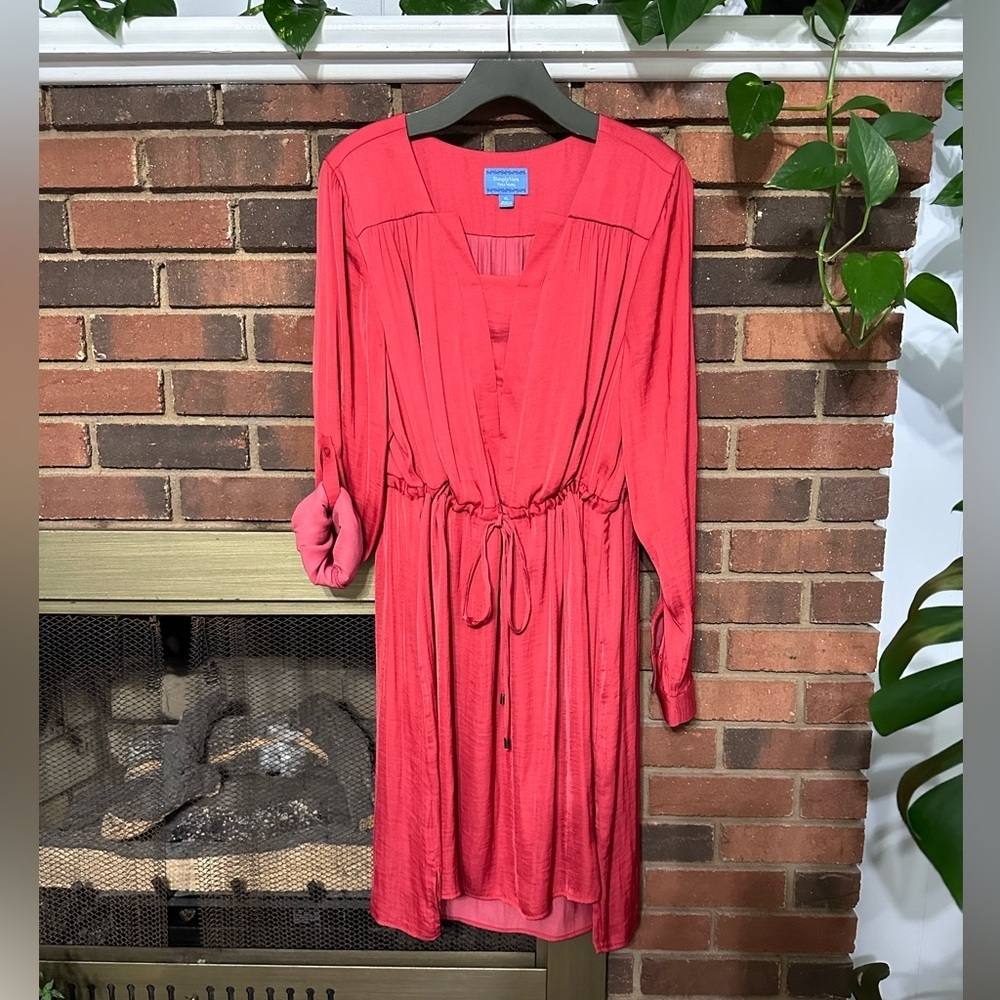 🛍️Simply Vera Vera Wang Roll up sleeve dress with adjust waist string excellent